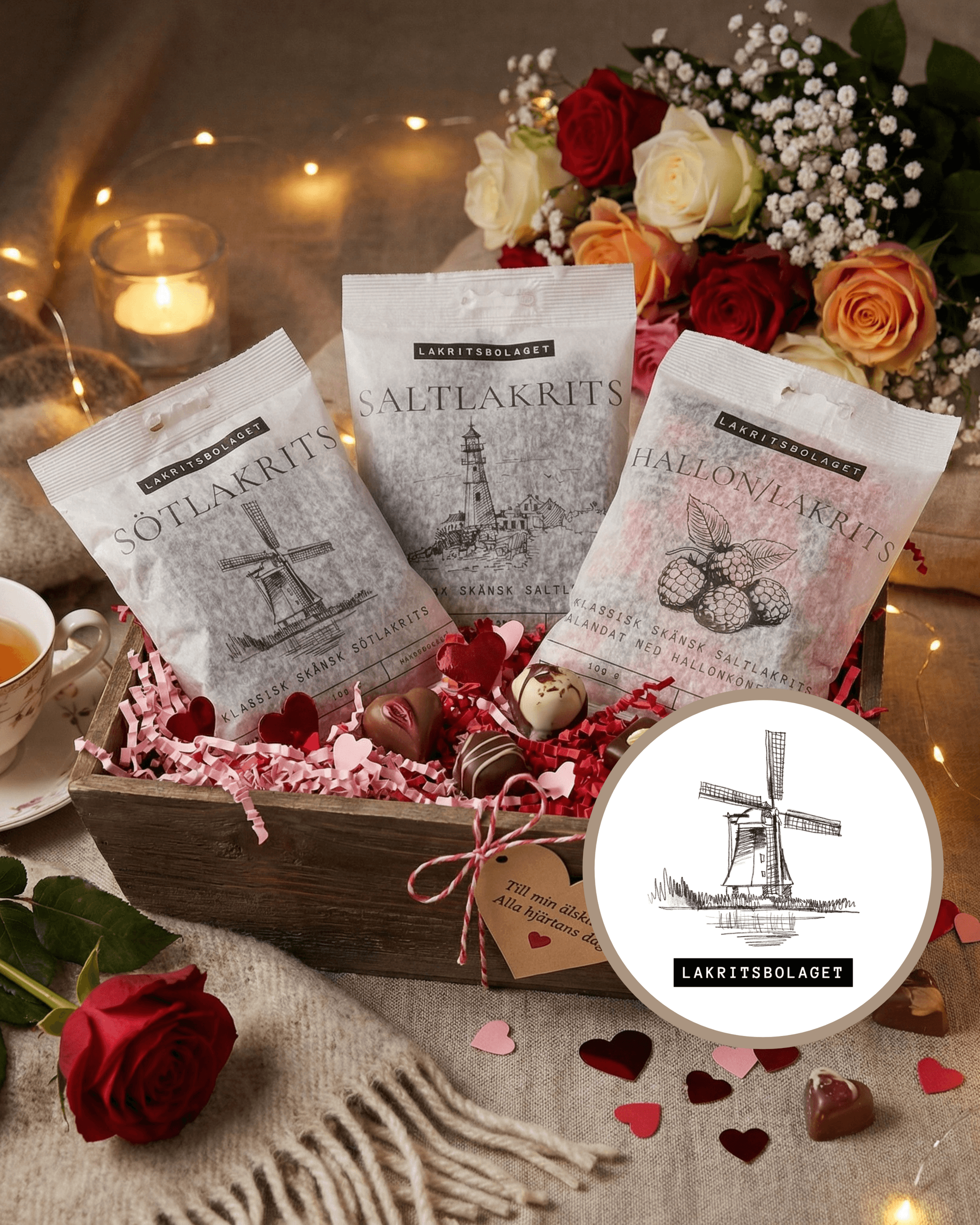 Lakrits med blommor inför alla hjärtans dag