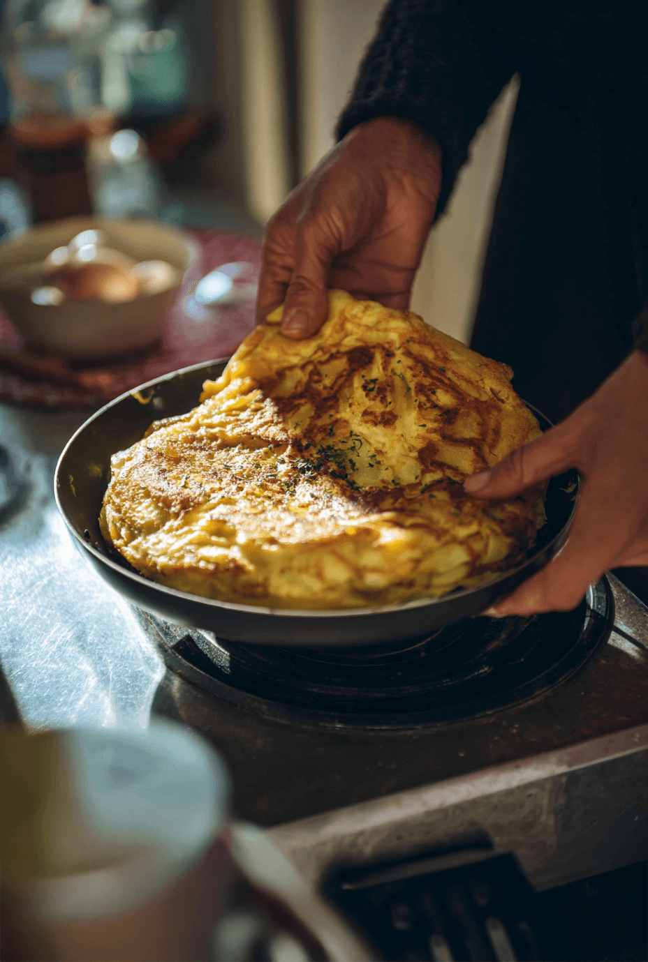 Tortilla handgjord med solljus som kommer på 