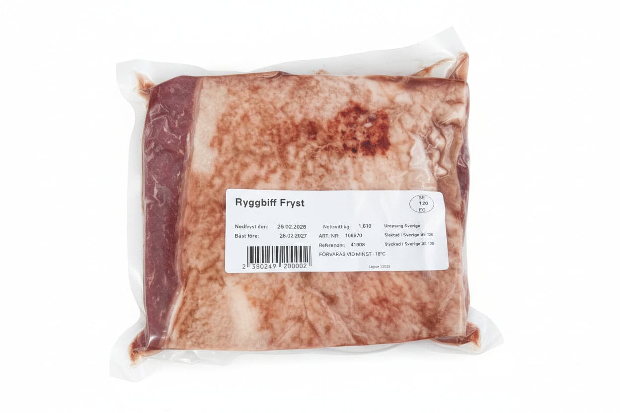 Hängmörad ryggbiff från Östantorp Södra Gård ca 1,1-1,8kg FRYST
