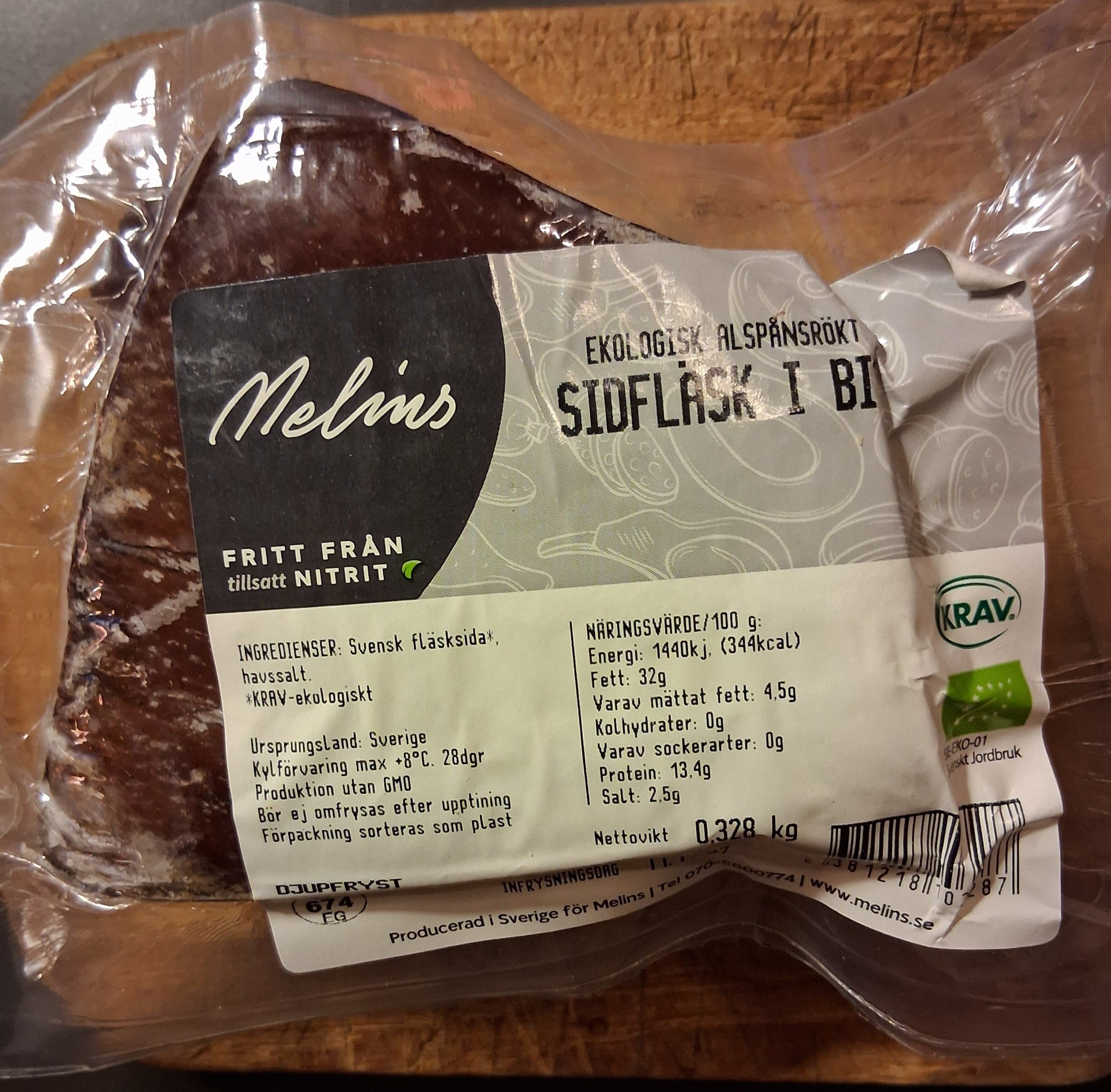 Varmrökt sidfläsk ca 350g KRAV FRYST