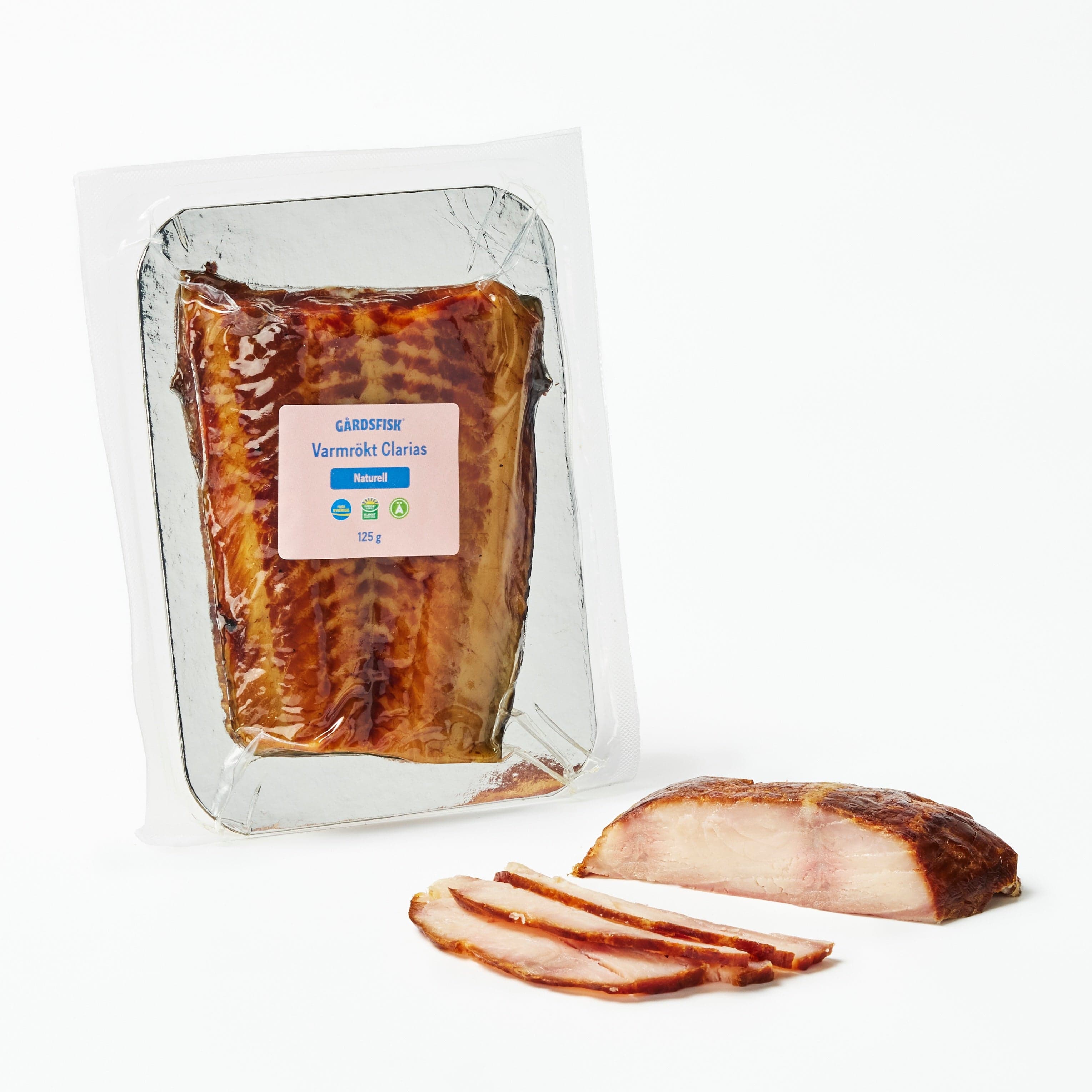 Varmrökt Gårdsclarias - Naturell 125g (FRYST).