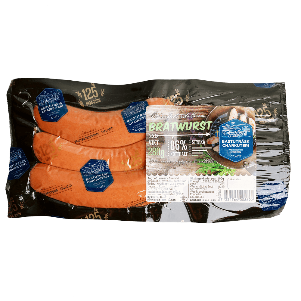 Bratwurst 3-p 90% kött 280g