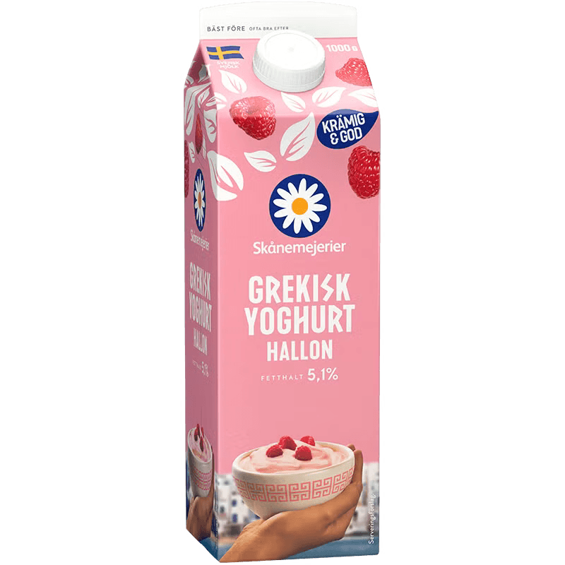 Grekisk Yoghurt Hallon 5,1% 1L