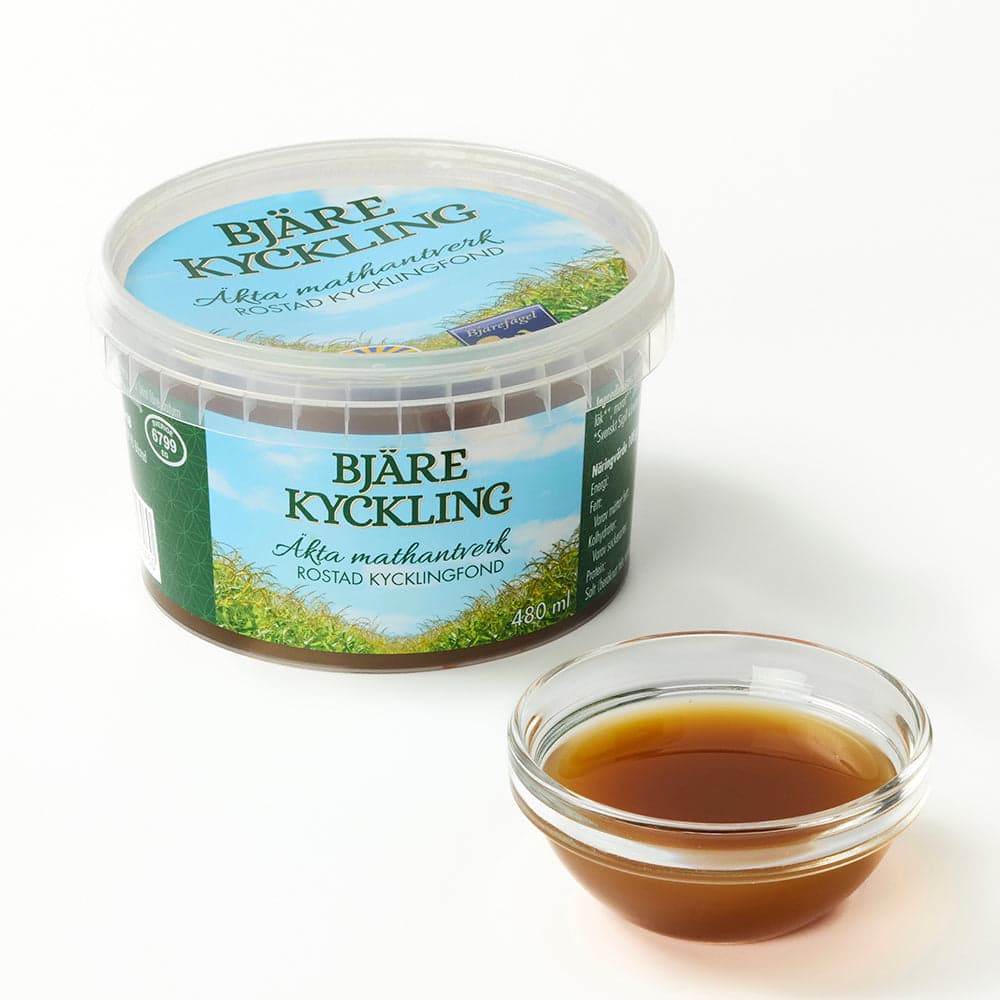 Färsk rostad kycklingfond av långsamt växande kyckling, 480ml