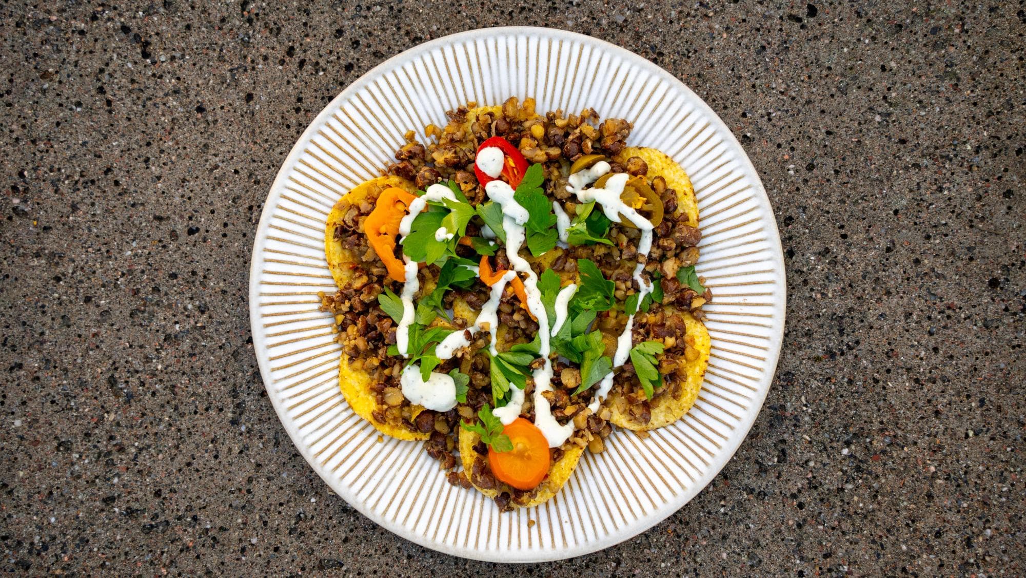 Växtbaserad nachotallrik
