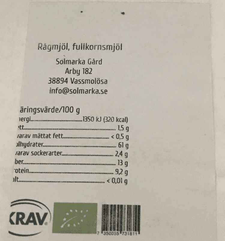 Mjöl Råg Fullkorn Kulturspannmål - KRAV 2kg