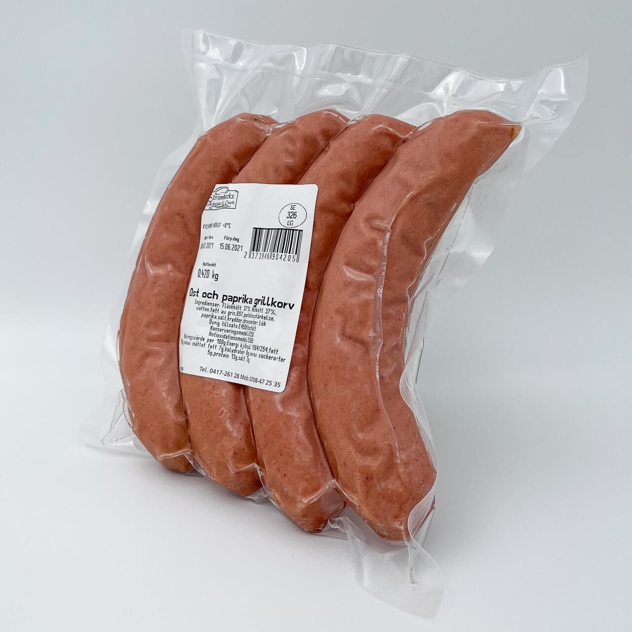 Ost- & Paprika Grillkorv 440g - Mylla Strömbecks